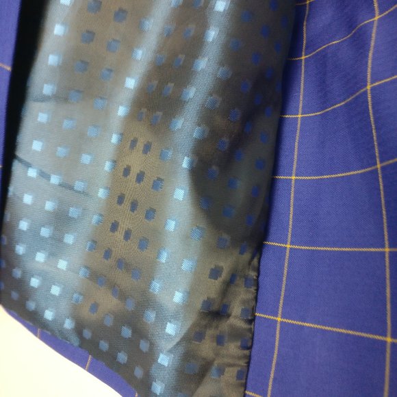 CEO Dress Shirt Double breasted Vest, Blue Checkered Vest, Formal Shirt Vest 36R - Picture 8 of 12